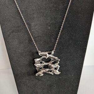 Vtg Trapani Vanhatalo Modernist Pewter Pendant Scandinavian Statement Jewelry